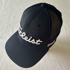 Titleist FootJoy FJ Trucker Cap Patch Logo Blue Pro V1 Adjustable Snap Back NICE
